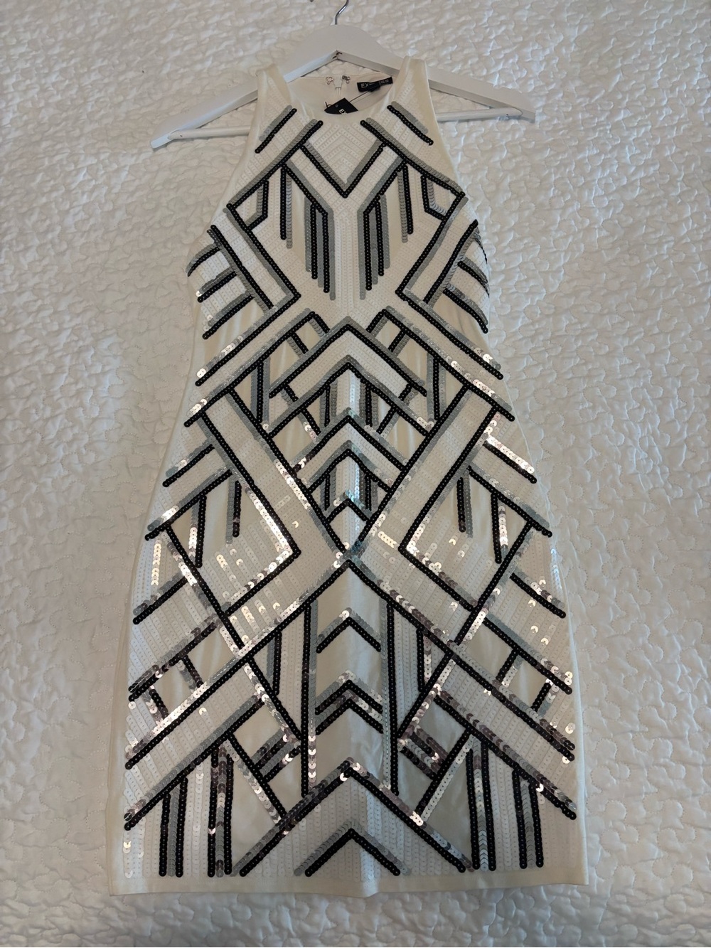Express Black and Silver Sequin Geometric Design